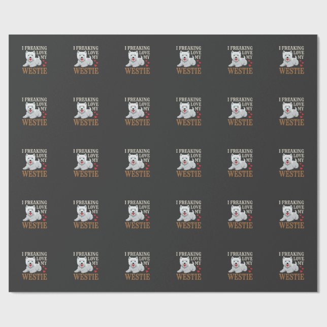 Westie Dog Love Typography Wrapping Paper (Flat)