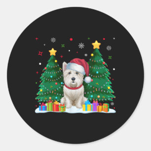 Westie Dog Lovers Santa Hat Ugly Christmas Sweater Classic Round Sticker