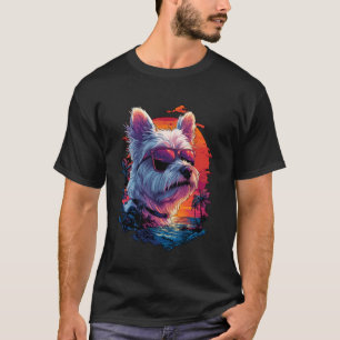 Westie Dog Lovers Sunset Retro West Highland White T-Shirt