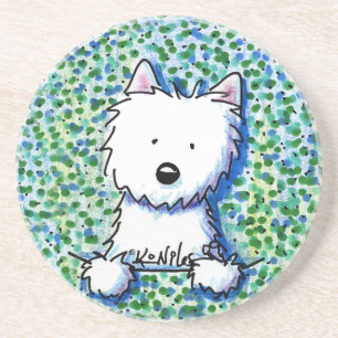 Westie Dog on Pointillism Coaster