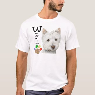 Westie Dog Paw Print Art Design T-Shirt