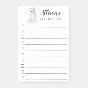 Westie Dog Personalised To Do List Post-it Notes