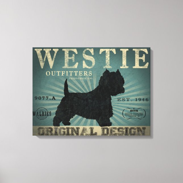 Westie Dog Rustic Art Canvas Print (Front)