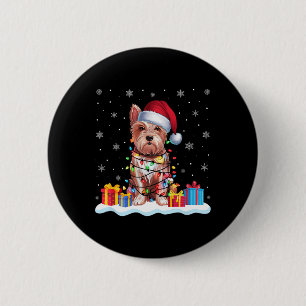 Westie Dog Santa Hat Christmas Tree Light Xmas Paj 6 Cm Round Badge