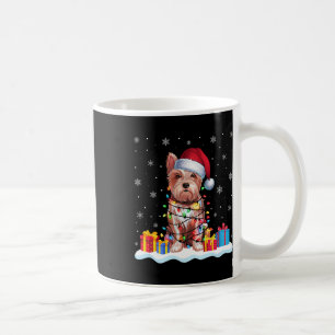 Westie Dog Santa Hat Christmas Tree Light Xmas Paj Coffee Mug