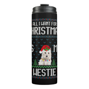 Westie Dog Ugly Christmas Sweater Thermal Tumbler