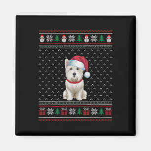 Westie Dog Wearing Santa Hat Ugly Xmas Dog Lovers  Magnet