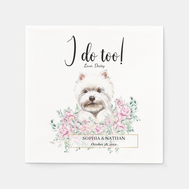 Westie Dog Wedding Cocktail Napkins (Front)