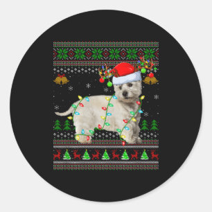Westie Dog West Highland Terrier Ugly Christmas Sw Classic Round Sticker
