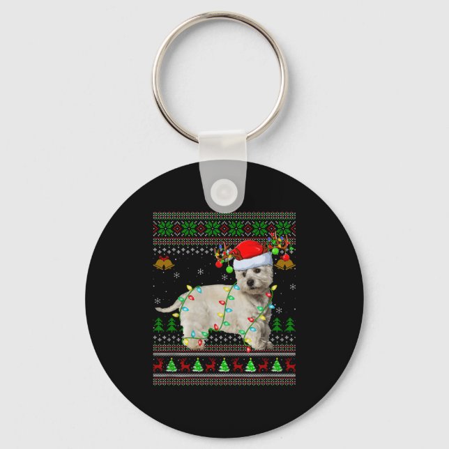 Westie Dog West Highland Terrier Ugly Christmas Sw Key Ring (Front)