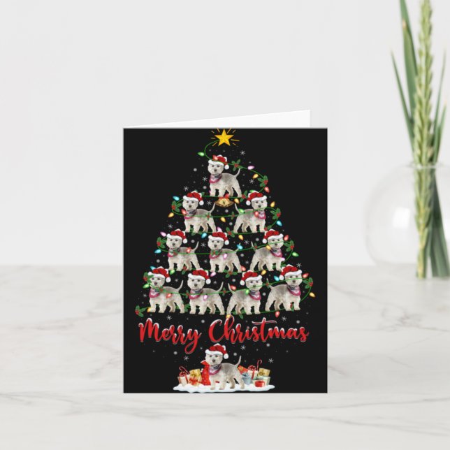 Westie Dog Xmas Lights Santa Westie Christmas Tree Card (Front)
