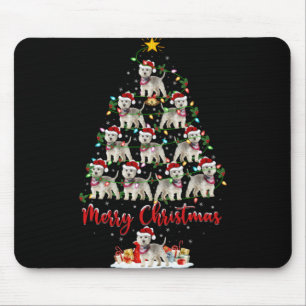Westie Dog Xmas Lights Santa Westie Christmas Tree Mouse Mat