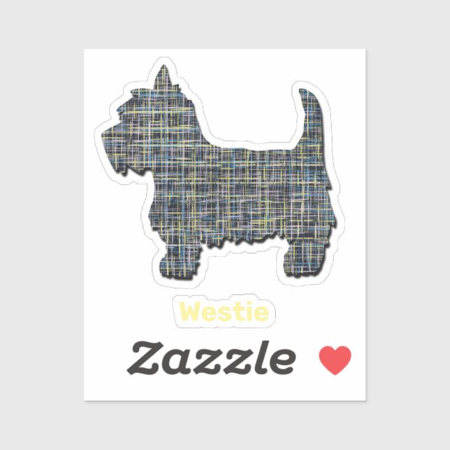 Westie Dog Yellow & Blue Grid Lines Sticker (Sheet)