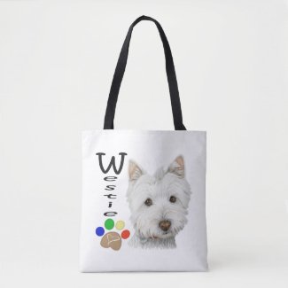 Westie Dogs Art all over print tote bag