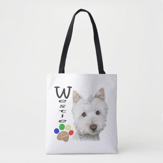 Westie Dogs Art all over print tote bag (Front)