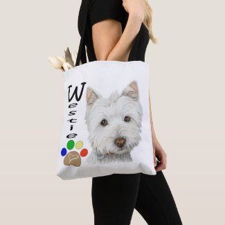 Westie Dogs Art all over print tote bag
