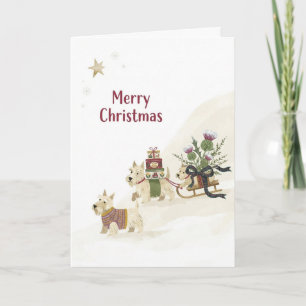 Westie Dogs Sledge Christmas Card