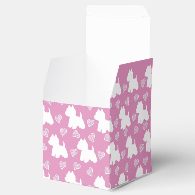 Westie Favor Box Pink Hearts (Opened)