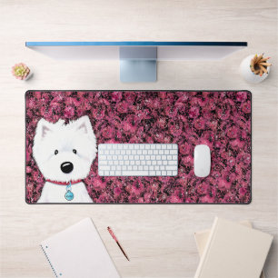 Westie Floral Impressions Desk Mat