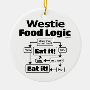 Westie Food Logic Ceramic Tree Decoration