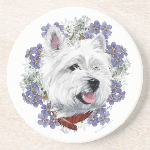 Westie Forget Me Not Coaster