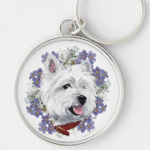 Westie Forget Me Not Key Ring