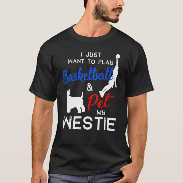 Westie Funny Basketball Dog Owner  Xmas T-Shirt (Front)