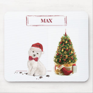 Westie Funny Christmas Dog with Tree Mouse Mat