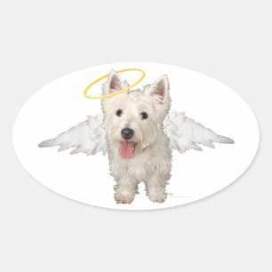 Westie Guardian Angels Oval Sticker