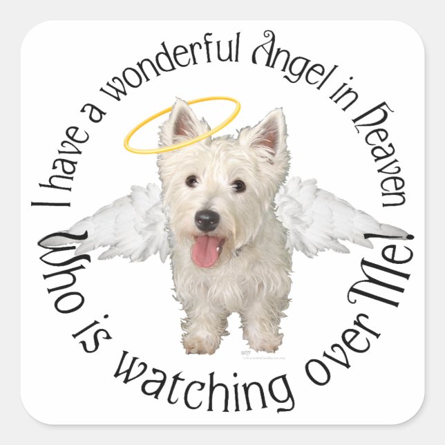 Westie Guardian Angels Square Sticker (Front)