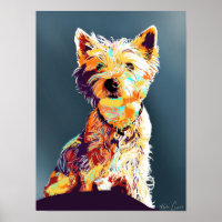 Westie, hand-drawn pop-art Style Poster
