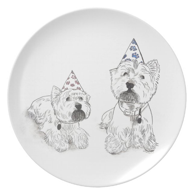 Westie Happy Birthday Plate (Front)