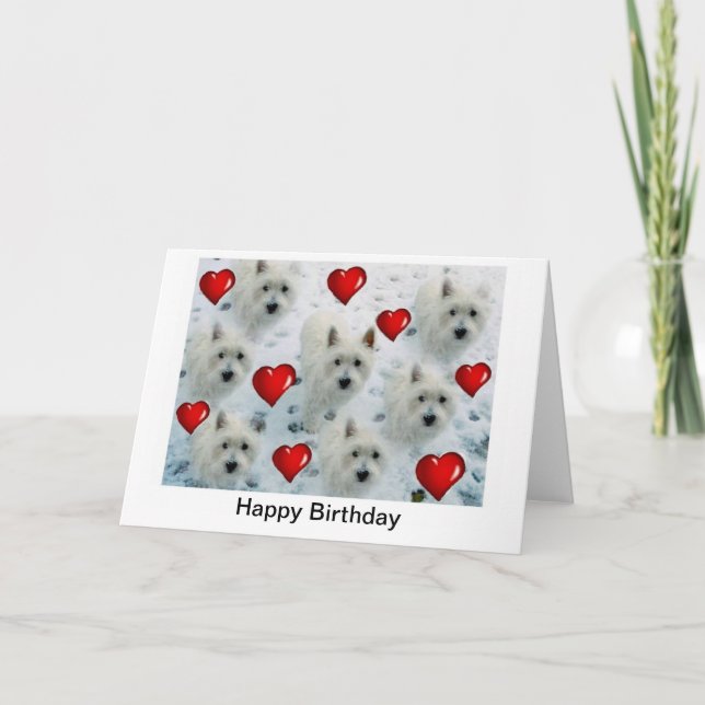 Westie Hearts Birthday Card (Front)
