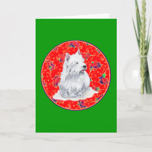 Westie Here Comes Santa Claus Holiday Card