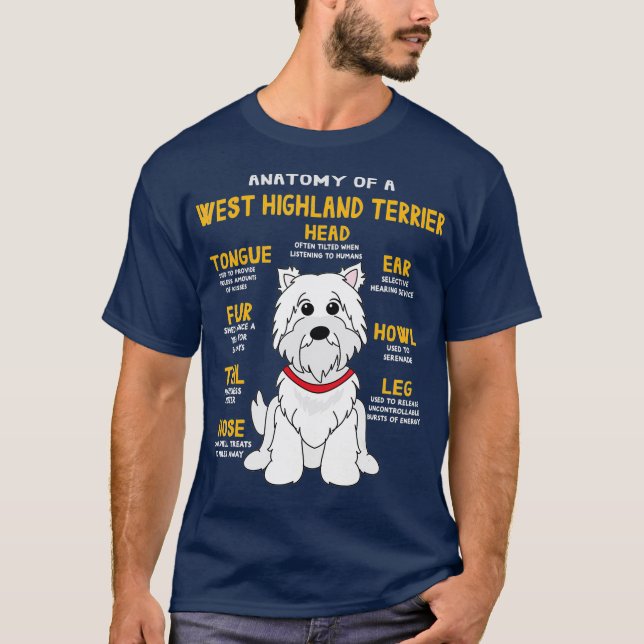 Westie Highland Terrier Anatomy Funny Dog Mum T-Shirt (Front)