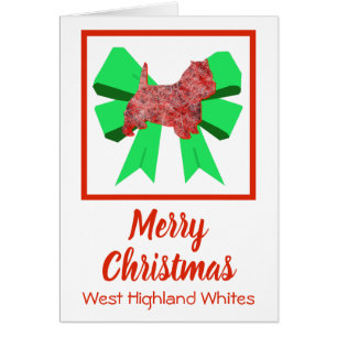 Westie Highland White Cute Christmas Dog Bow Card