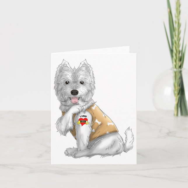 Westie I Love Mum Tattoo Dog Shirt Funny Mothers D Card (Front)