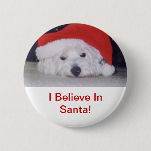 Westie in a Santa Hat 6 Cm Round Badge
