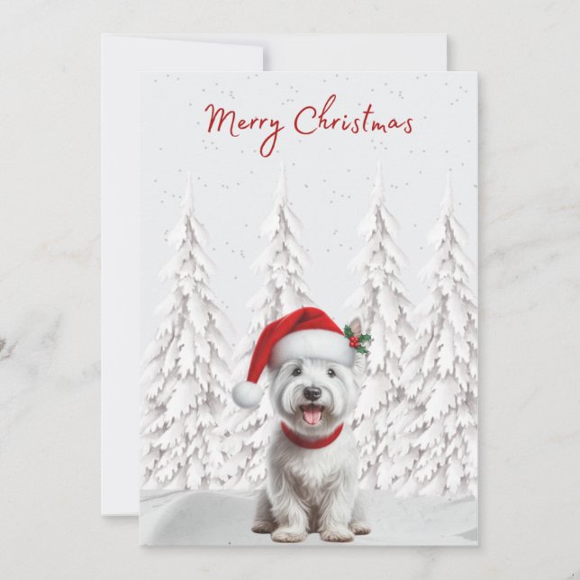 Westie in Santa Hat Merry Christmas Card (Front)