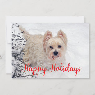 Westie in the Snow Happy Holidays Card