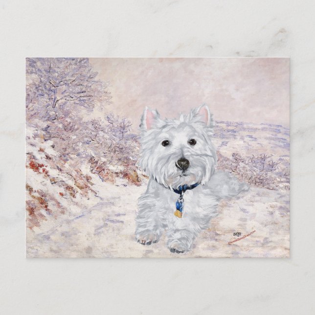Westie in Winter Postcard (Front)