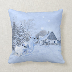 Westie in Wintertime PILLOW