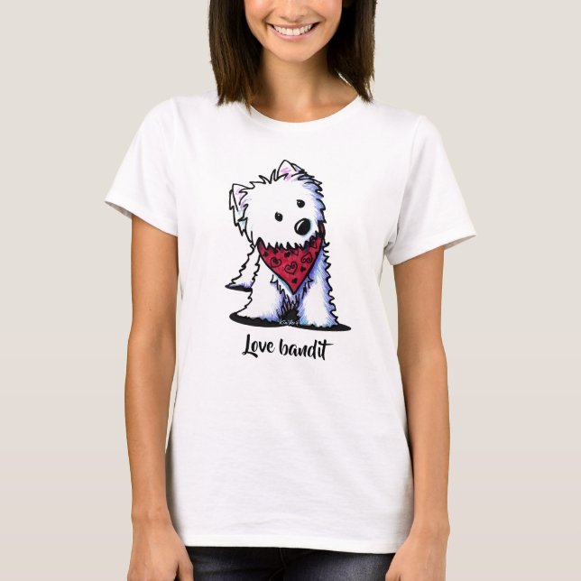 Westie Kissing Bandit Light T-Shirt (Front)
