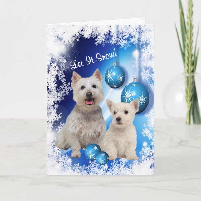 Westie Let It Snow Holiday Greeting - Customisable (Front)