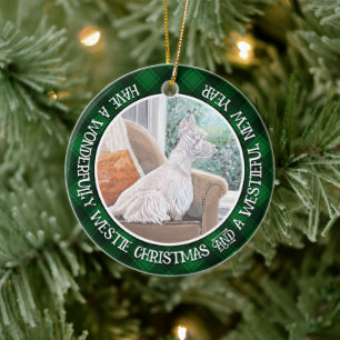 Westie Looking Out a Window Ceramic Tree Decoration