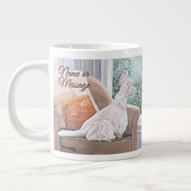 Westie Looking Out a Window Large Coffee Mug (Left)