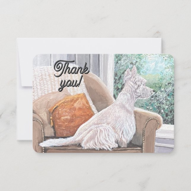 Westie Looking Out a Window Thank You Card (Front)