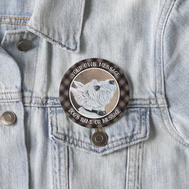 Westie Looking Up Profile B 7.5 Cm Round Badge (In Situ)