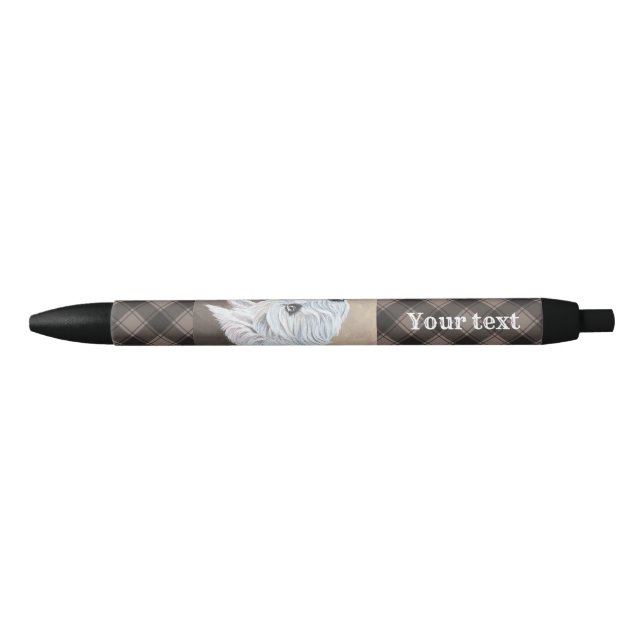 Westie Looking Up Profile B Black Ink Pen (Front)