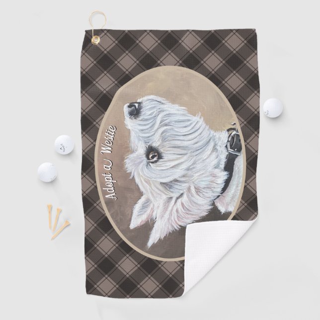 Westie Looking Up Profile B Golf Towel (InSitu)